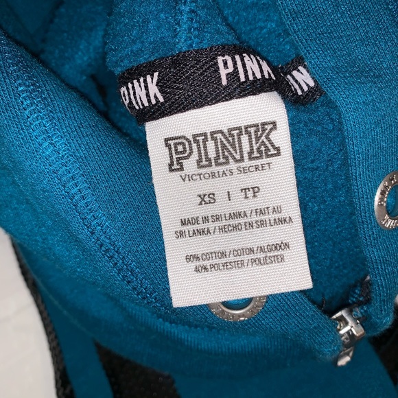 4/$25♦️PINK Victoria Secret Turquoise Zip hoodie - Picture 5 of 5